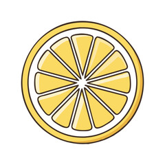 Vector Illustration of Lemon Slice with Segments, A vector illustration of a whole lemon slice with segmented parts, representing a vibrant and tangy citrus fruit.
