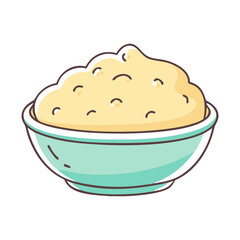 Vector Illustration of Creamy Mashed Potatoes in a Bowl, A vector illustration of creamy mashed potatoes in a bowl, symbolizing a comforting and satisfying side dish.
