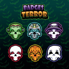 badges terror halloween icon vector stream