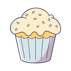 Vector Illustration of Muffin with Sprinkles on Top, A vector illustration of a muffin with sprinkles on top, representing a sweet and fun baked treat.
