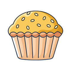 Vector Illustration of Muffin with Seeds on Top, A vector illustration of a muffin topped with seeds, representing a healthy and delicious baked treat.
