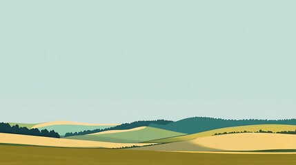 Obraz premium Rolling Hills Landscape Under a Pale Sky