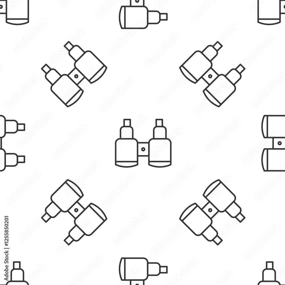 Poster grey line binoculars icon isolated seamless pattern on white background. find software sign. spy equ