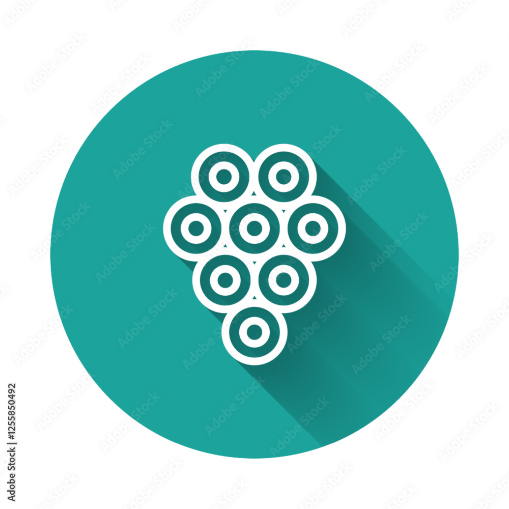 Poster white line caviar icon isolated with long shadow. green circle button. vector.