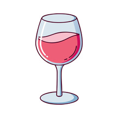 Illustration of a Glass of Rosé Wine, Vector illustration of a glass filled with rosé wine, with a bright and colorful design.
