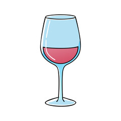 Illustration of a Glass with Pink Wine, Vector illustration of a glass filled with pink wine, designed with a colorful and clean aesthetic.
