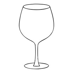Outline of an Empty Wine Glass, Simple vector illustration of an empty wine glass in a clean, outlined design.
