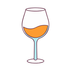 Illustration of a Glass of Orange Wine, Vector illustration of a glass filled with orange wine, designed with a simple and clean look.
