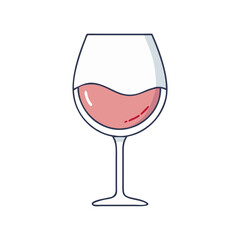Illustration of a Glass of Rosé Wine, Vector illustration of a glass filled with rosé wine, featuring a clean and simple design.
