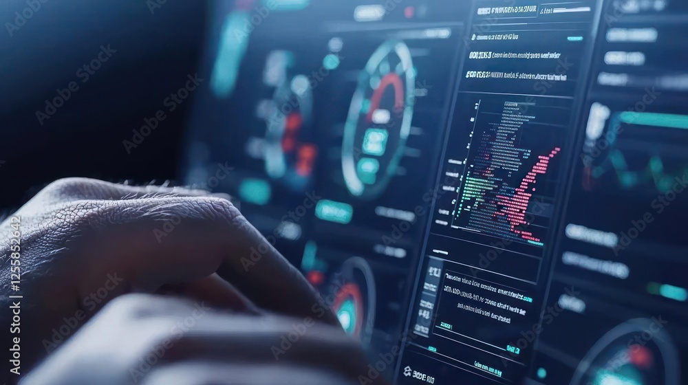Aufkleber hands interacting with digital dashboard display