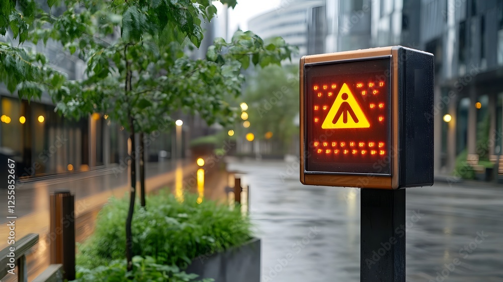 Poster urgent digital air monitor displaying dangerously high pm2.5 levels with warning symbol