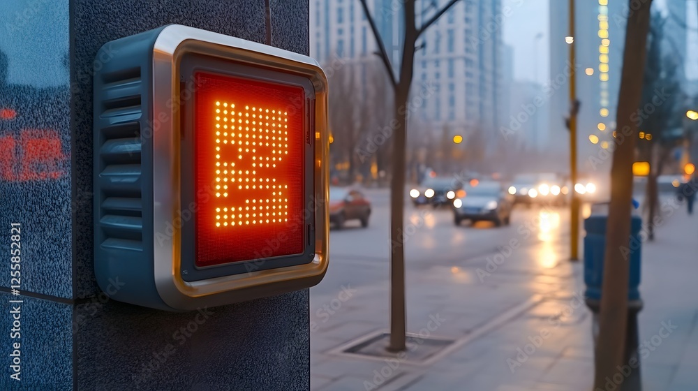 Poster real-time air monitor displaying dangerous pm2.5 levels on digital screen with urgent warning symbol