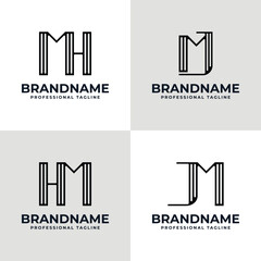 Letters MH HM MJ JM Stripe Logo, suitable for any business with MH HM MJ JM initials