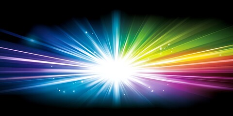 Vibrant Rainbow Light Rays Burst Background Design Explosion of Color and Energy