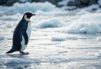 Fototapeta premium cute penguin on the ice