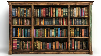 3D Illustration Library Bookshelf Bookcase Literature Education Reading Knowledge Wisdom