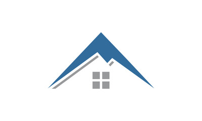 a graphic image with a house in the mountains theme on a white background. vector graphic base.