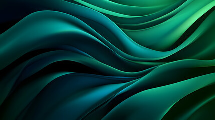 Obraz premium Vibrant background, abstract dark green color wave layer gradient shape, black backdrop texture dark banner header poster design, copy space