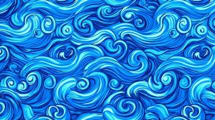 Vibrant Blue Wave Pattern with Dynamic Swirls and Motion Effect