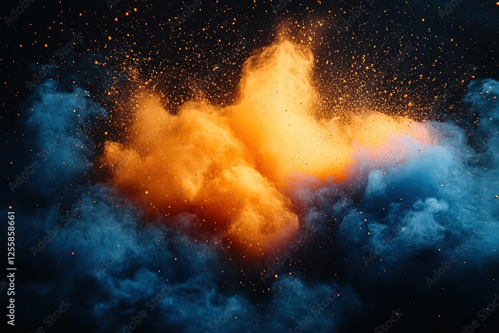 Poster abstract cloudscape in vibrant colors and sparkling stardust effect mesmerizing cosmic dust and nebu
