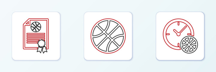 Set line Planning strategy, Award cup with basketball ball and Basketball icon. Vector