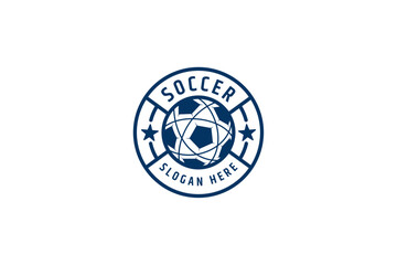 soccer logo with circle emblem shape in flat design style