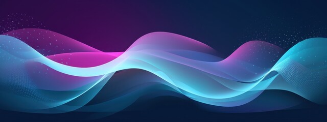 Abstract Flowing Neon Waves Digital Art Background Design