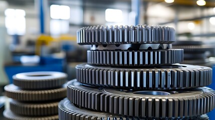 Stacked Metal Gears Industrial Manufacturing Components