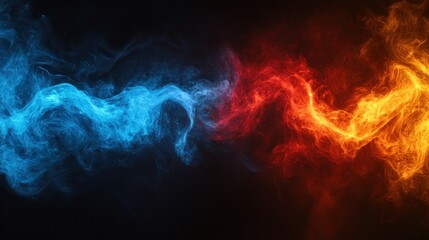 Fototapeta premium Abstract fire ice swirls dark background energy design