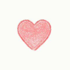 Hand Drawn Heart in Crayon Style Perfect for Simple Design with  Doodle Element and Chalk Texture