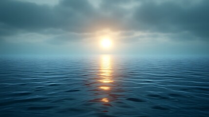 Fototapeta premium Serene Sunset Over Calm Ocean Waters
