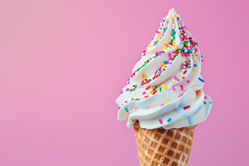 A vibrant and colorful ice cream cone with sprinkle