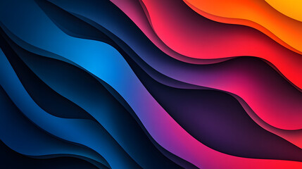 Vibrant background, abstract blue red color wave layer gradient shape, black backdrop texture dark banner header poster design, copy space