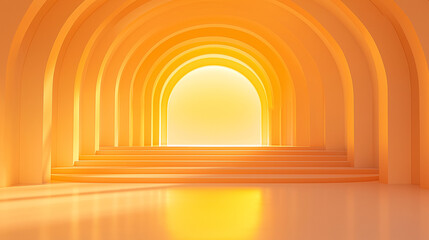 Fototapeta premium The image is a large, yellow archway with a white wall behind it