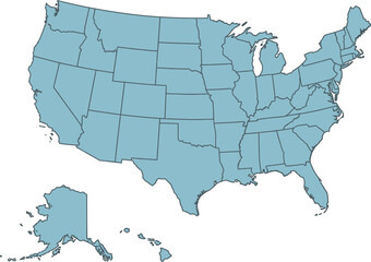 Naklejka premium usa map with map of usa clipart, us map, united states map, map of us, map of united states, america map state vector illustration