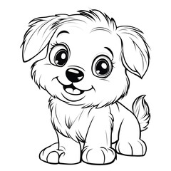 Fototapeta premium Cute Cartoon Dog Outline for Coloring Book for Children