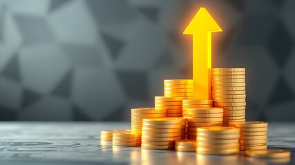 Gold Coins and Financial Growth Arrows