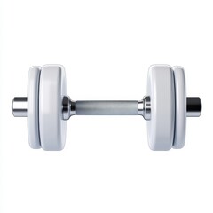Obraz premium A Sleek White Dumbbell Isolated on Clean Background, Ideal for Fitness Enthusiasts Engaging in Resistance Training and Strength Conditioning Activities