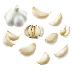 Fototapeta premium Bright light close-up of garlic cloves in kitchen food prep