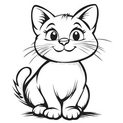 Obraz premium Cute Cartoon Cat with Blank Outline for Kids Coloring