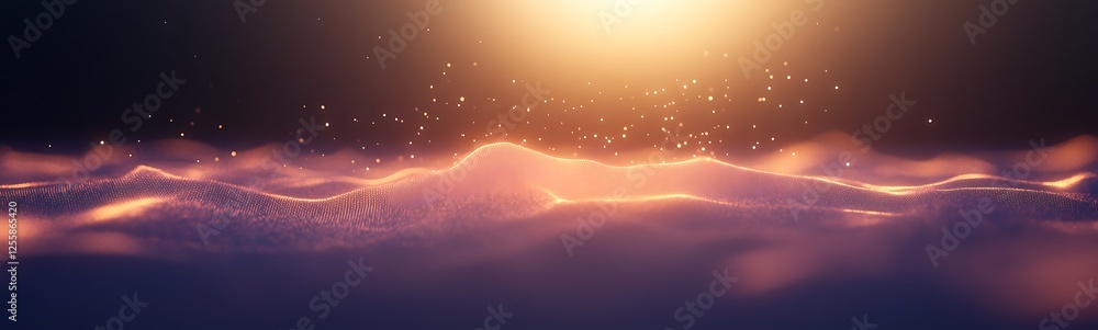 Aufkleber A serene view of shimmering waves under a glowing sunrise, creating a peaceful atmosphere with soft light reflecting on the water's surface.