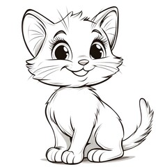 Obraz premium Cute and Playful Cartoon Kitten with Blank Outline for Kid s Creative Coloring