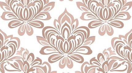 Fototapeta premium Detailed Floral Pattern Design in Soft Beige and White Background