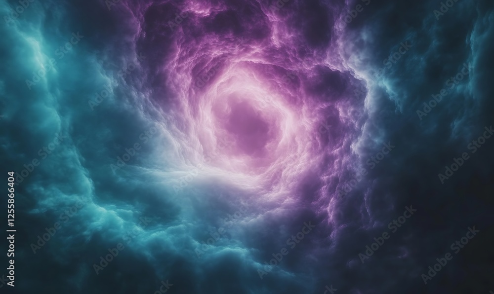 Poster a mesmerizing swirl of purple and teal clouds, evoking the vastness of space and the mysteries of th