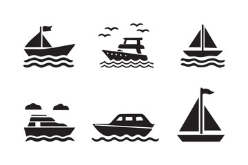 set of sailing ships icons