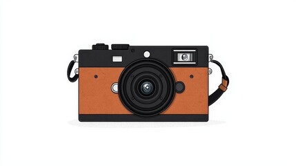 Retro style camera illustration with unique design and vibrant color, modern photography concept