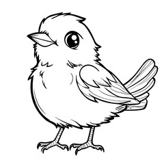 Obraz premium Adorable Cartoon Bird with Blank Outline for Coloring and Creative Expression