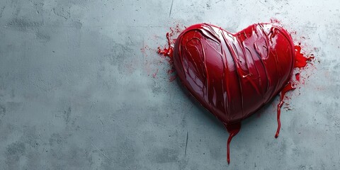 Heart with red paint on it