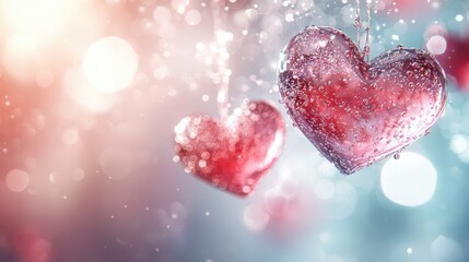 Fototapeta premium Translucent hearts a dreamy romantic composition in pastel hues