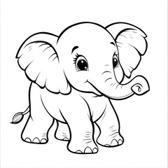 Naklejka premium Cute Cartoon Elephant with Blank Outline for Kids to Color and Explore